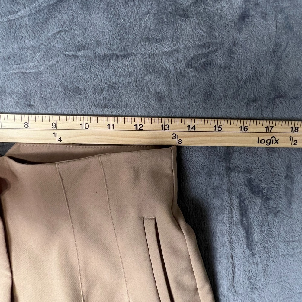 Zara Tan High Waisted Tapered Trousers Small Beige Seam Detail Dress Pants Boho - Picture 6 of 7